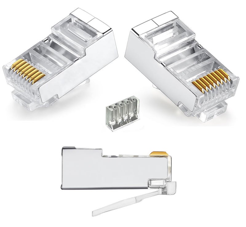 VIVOCH 50 Pcs Cat6 RJ45 Connectors, C6 RJ45 Plugs, Cat6 2-Piece Metal Shielded RJ45 Ends FTP 8P8C Modular Network Plug Connector - Image 2